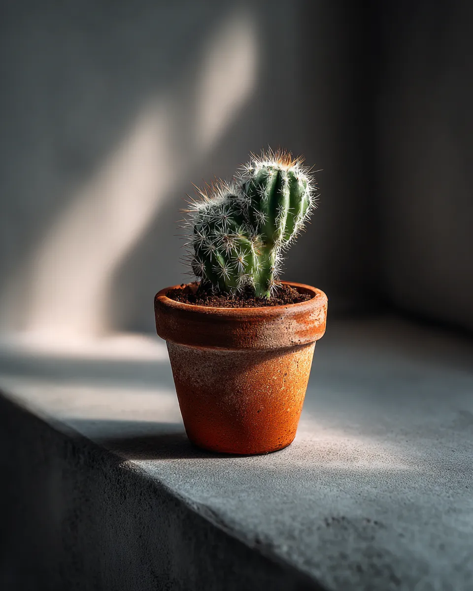 Een cactus in een terracotta pot